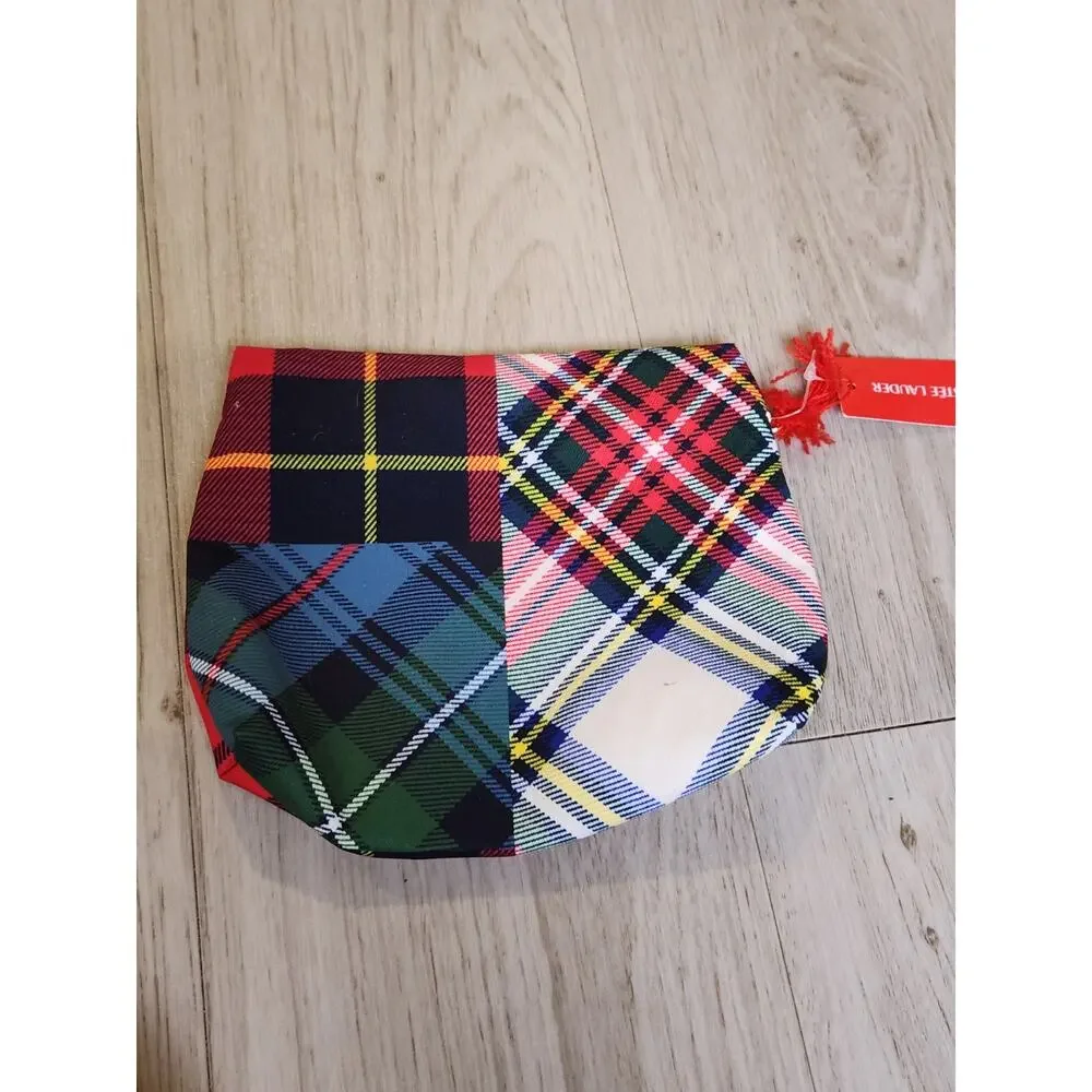 Estee Lauder Patchwork Tartan Plaid Cosmetic Makeup Bag NWT